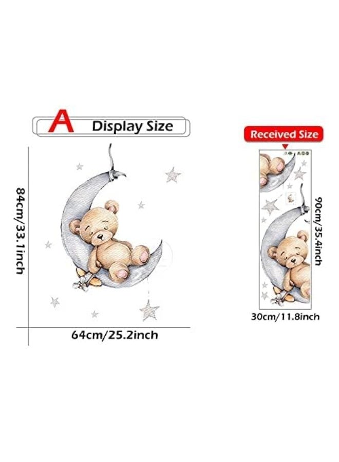 Teddy Bear Sleeping on The Moon and Stars Wall Stickers for Kids Baby Room Interior Decoration Wall Decals (Teddy Bear) - Image 2